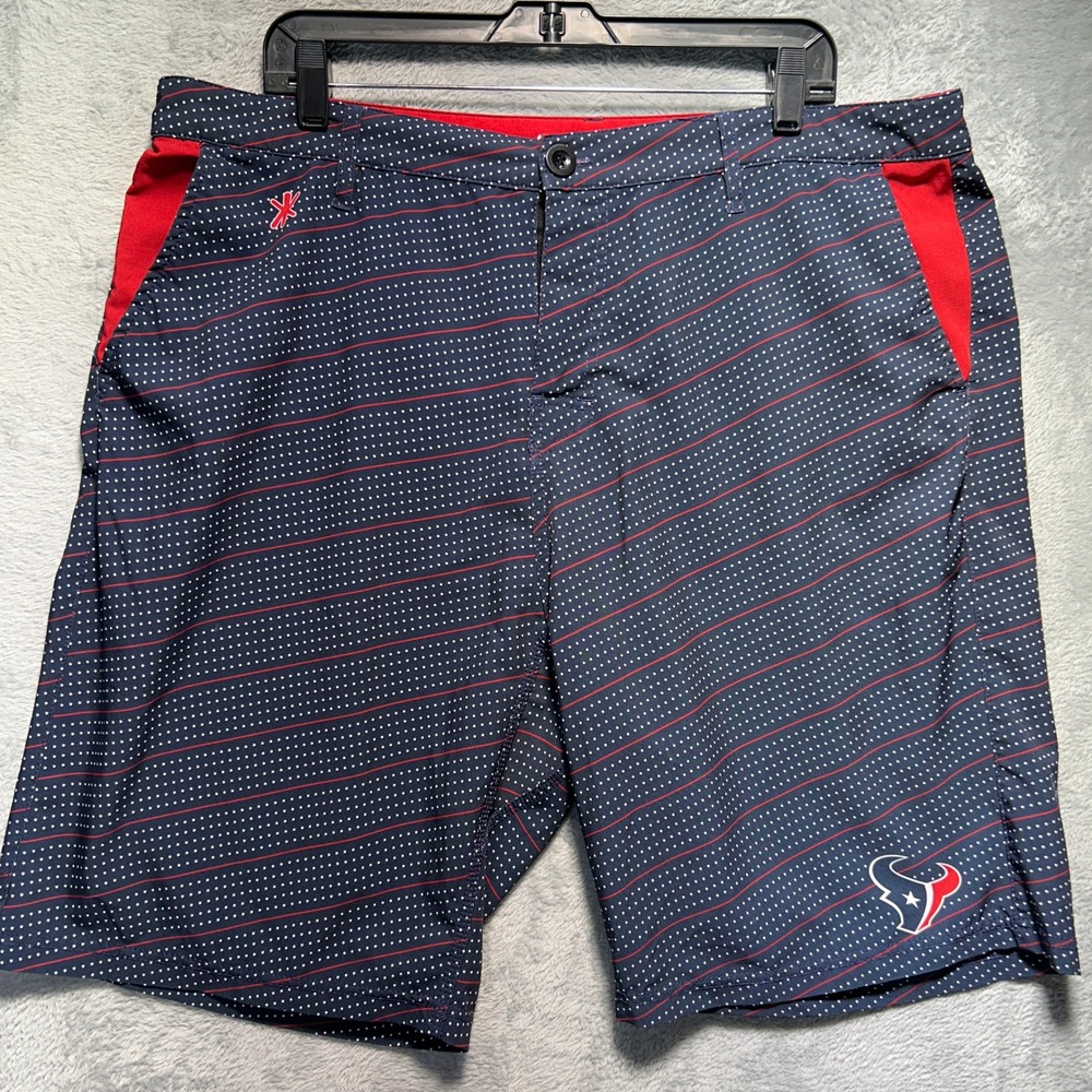 NFL Team Apparel Houston Texans Mens Navy Polka Dot Stripe Shorts Size 38